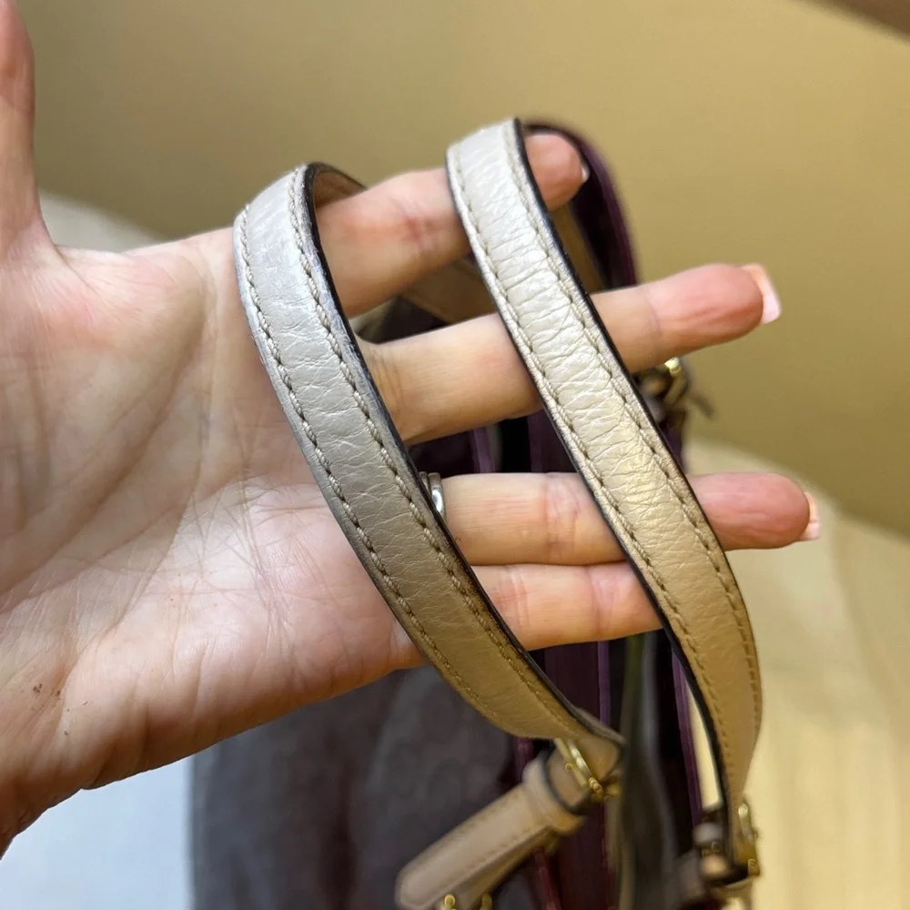 Michael Kors Burgundy Patent‎ Leather Monogram Tote Bag